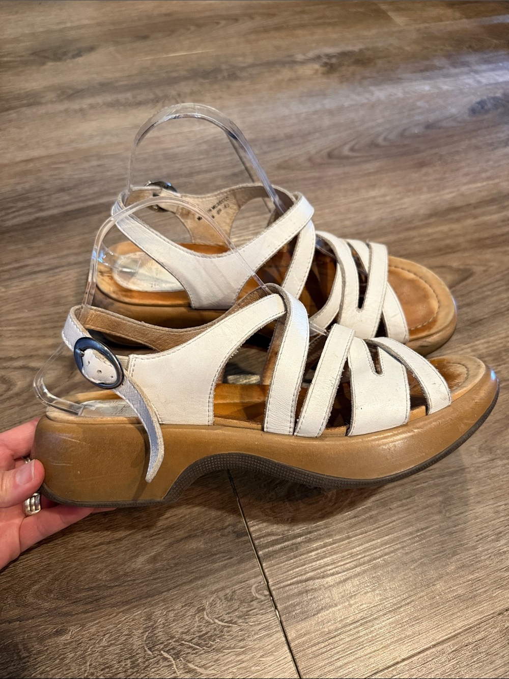 Dansko Stevie Clog Sandals Size 42 US 11.5 White Leather Sling Back